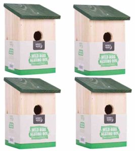 4 X WOODEN NESTING NEST BOX BIRD HOUSE SMALL BIRDS BLUE TIT ROBIN SPARROW